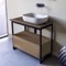 Console Sink Vanity With Ceramic Vessel Sink and Natural Brown Oak Drawer, 35